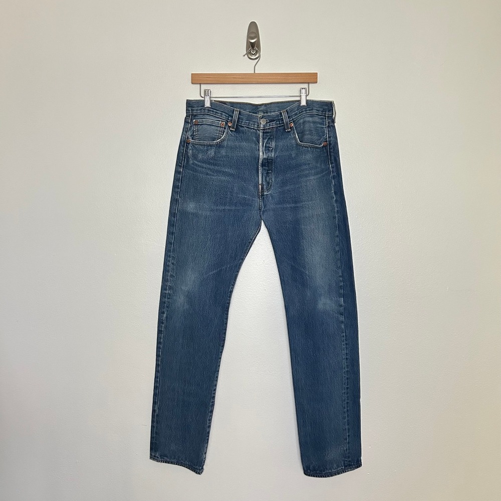 Levi's 501 Straight Leg Medium Wash Denim Jeans Mens W33 L34